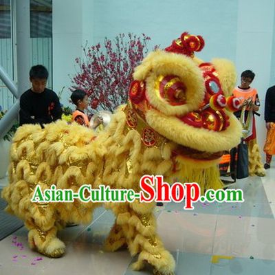 Beige Natural Sheep Fur Hok San Lion Dance Outfit Complete Set