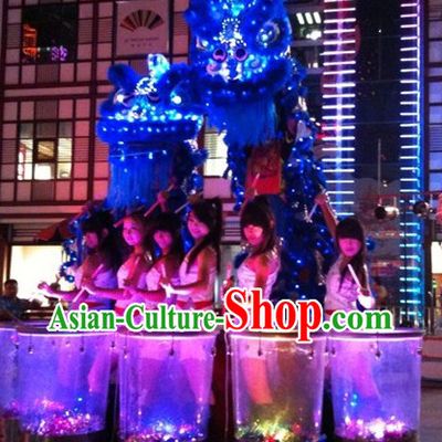 Blue Color LED Lights Classic Lion Dance Costumes Complete Set