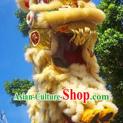 Beige Color Competition Celebration and Parade Supreme Lion Dance Costumes Complete Set