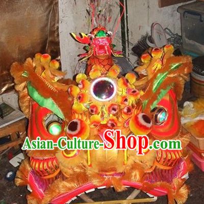 Ancient Style Fut San Dragon Head Lion Dance Costumes Complete Set
