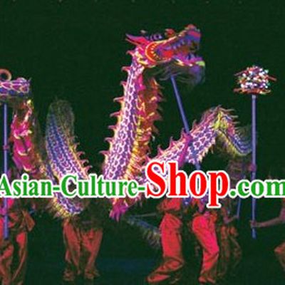 Purple Color Supreme Competition Fluorescent Dragon Dance Costumes Complete Set