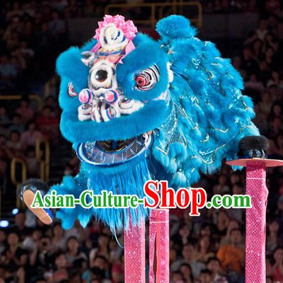 Blue Supreme Competition and Celebration Hoksan Lion Dance Costumes Complete Set