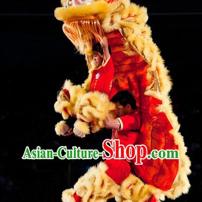 World Lion Dance Competition Red Fur Hoksan Lion Head Adult Size Costumes Complete Set