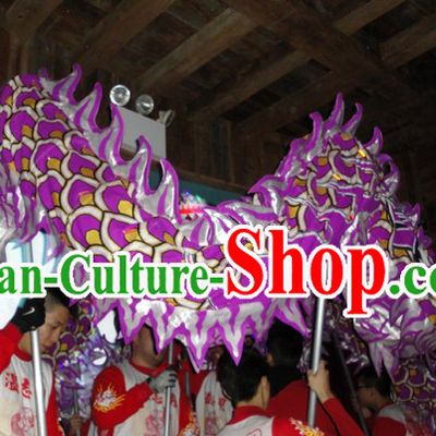 Purple Chinese Lunar New Year Dragon Dance Performance Costumes Complete Set