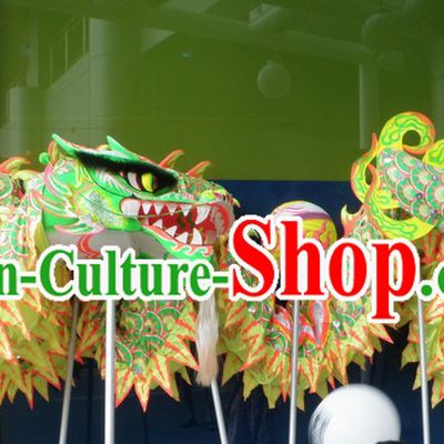 Green Chinese Lunar New Year Dragon Dance Equipments Complete Set