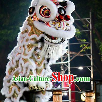 Supreme White Fur Opening and Celebration Lion Dance Costume Complete Set