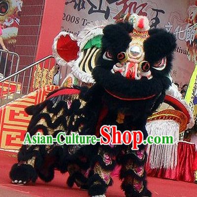 Black Fur Opening and Celebration Lion Dance Costume Complete Set