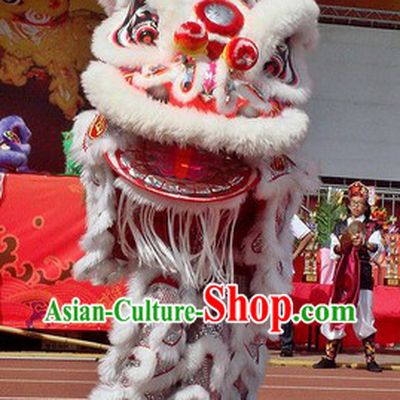 White Fur Opening and Celebration Adult Size Lion Dance Costumes Complete Set