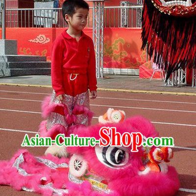 Children Size Pink Fur Lion Dance Costumes Complete Set