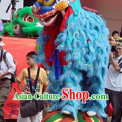 Blue Fur Big Ceremony Celebration Lion Dance Costumes Complete Set