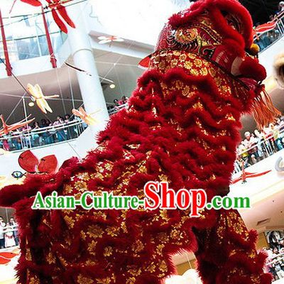 Chinese Year Southern Style Golden Flower Lion Dance Costumes Complete Set