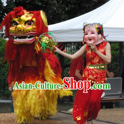 Chinese Year Northern Lion Dance Costume and Leading Dancer Costume Complete Set