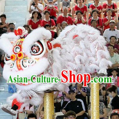 White Fur Chinese Year Southern Professional Hok San Lion Dance Costumes