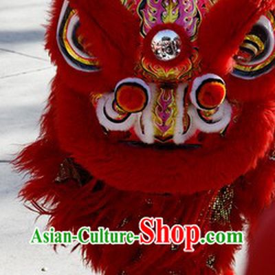 Southern Hoksan Adult Size Red Fur Lion Dance Head and Costume Complete Set