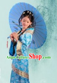 Ancient Chinese Blue Hanfu Costumes for Girls