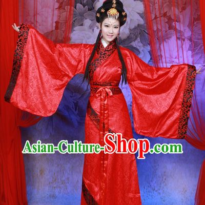 Ancient Chinese Red Hanfu Clothing Complete Set for Women
