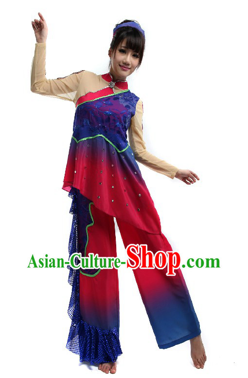 Chinese Folk Fan Dance Costume for Women