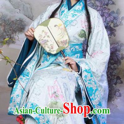 Ancient Chinese Blue Hanfu Clothing for Women