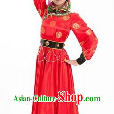 Chinese Classic Mongolian Ethnic Dance Costumes and Hat for Women