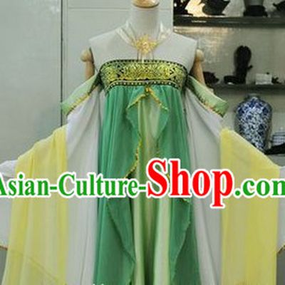 Ancient Chinese Style Green Tang Dynasty Palace Lady Skirt Costume