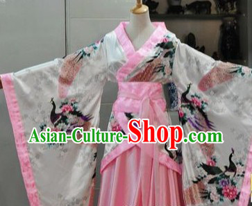 Ancient Chinese Style Pink Peacock Hanfu Clothes for Women