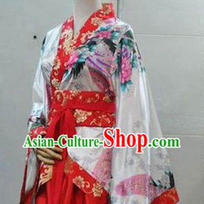 Ancient Chinese Style Red Peacock Hanfu Clothing for Ladies