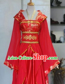 Ancient Chinese Red Beauty Wedding Dress for Ladies