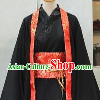 Ancient Chinese Black Han Fu Clothes for Men