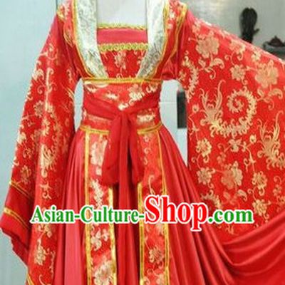 Ancient Chinese Red Phoenix Hanfu Clothing for Women