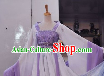 Ancient Chinese Tang Dynasty Purple Maid Costume