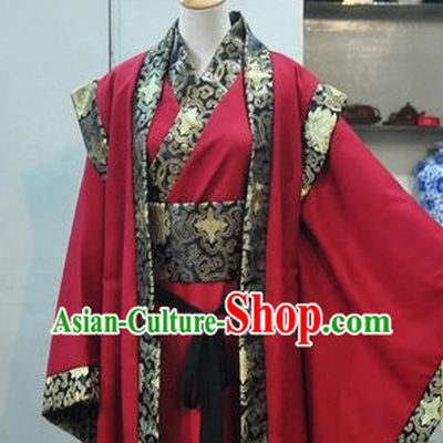 Ancient Chinese Red Bridegroom Wedding Dress Set for Men