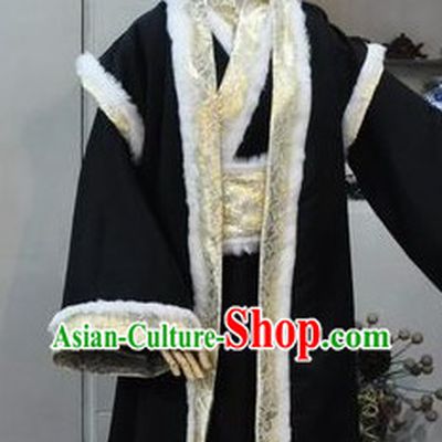 Ancient Chinese Black Winter Clothes for Men