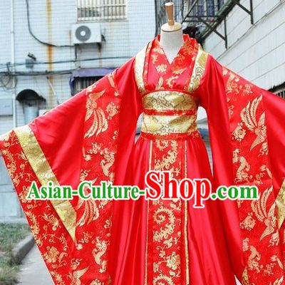 Traditional Chinese Phoenix Red Wedding Dress for Brides