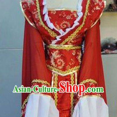 Ancient Chinese Red and White Wedding Dress for Brides