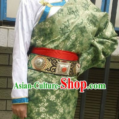 Traditional Chinese Green Tibetan Robe for Brides