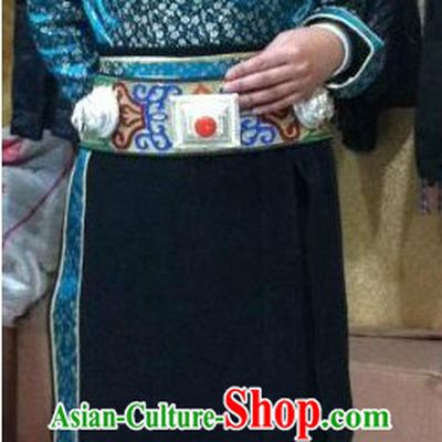 Traditional Chinese Blue Tibetan Robe Set for Women