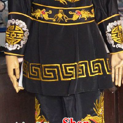 Chinese Opera Black Mask Changing Embroidered Dragon Costumes