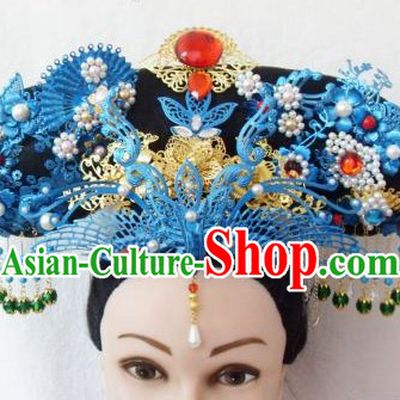 Qing Dynasty Empress Handmade Phoenix Hair Accessories Hat