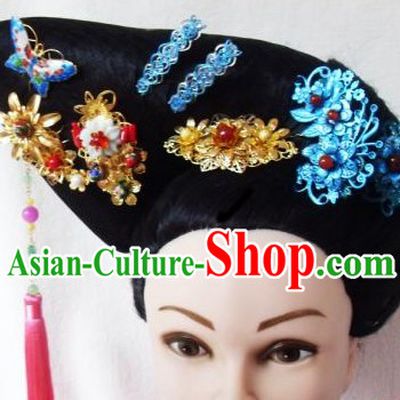 Qing Dynasty Imperial Concubine Handmade Wig and Hair Accessories