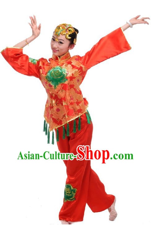 Chinese Folk Group Handkerchief Dancing Costume for Women
