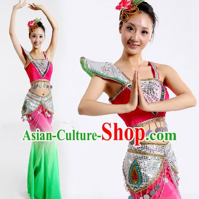 Dai Nationality Dance Costumes and Headpiece for Women