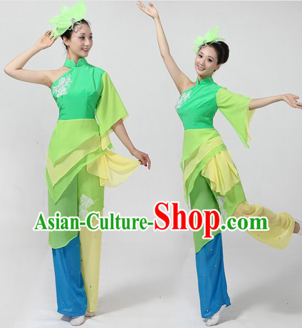 Chinese Yangge Dancing Costume and Headpiece for Women