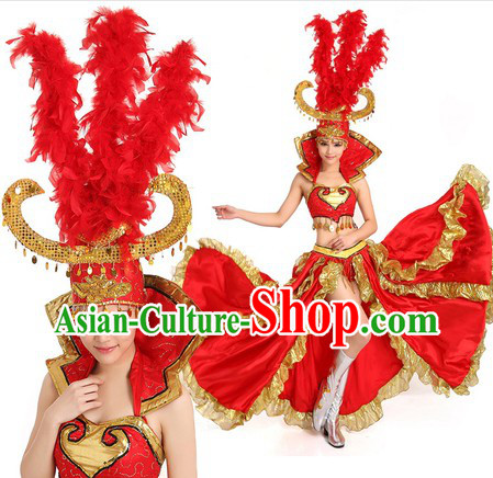 Grand Opening Dancing Costumes and Headpiece for Women