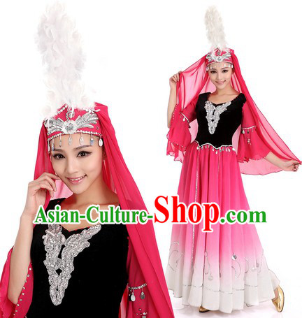 Xinjiang Uyghur Nationality Clothes and Hat for Women
