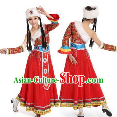 Tibetan Dancing Costume and Hat for Women