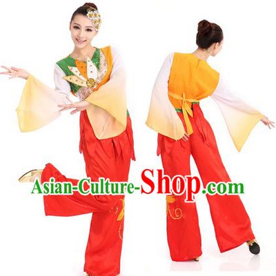 Flower Fan Dancing Costume and Hair Accessories for Women