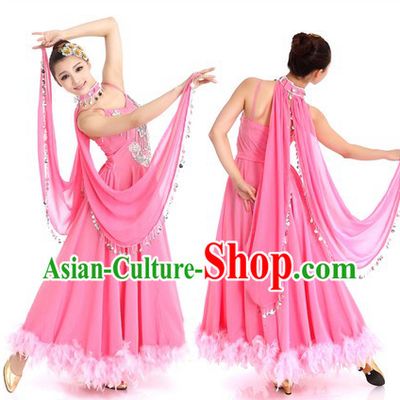 Pink Chinese Waltz Costume and Hair Accessories for Women
