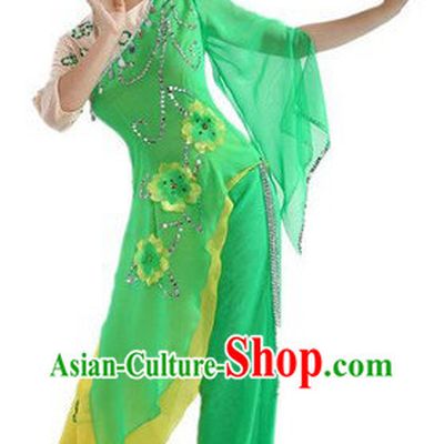 Chinese Green Leaf Costumes and Headpiece for Ladies
