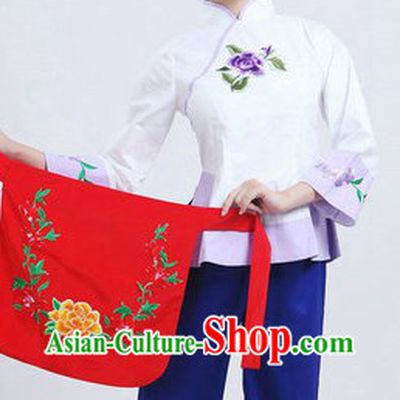Chinese Folk Yangge Dancing Costumes and Headpiece for Women