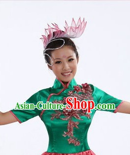 Chinese Stage Performance Dance Costumes and Headpiece for Women